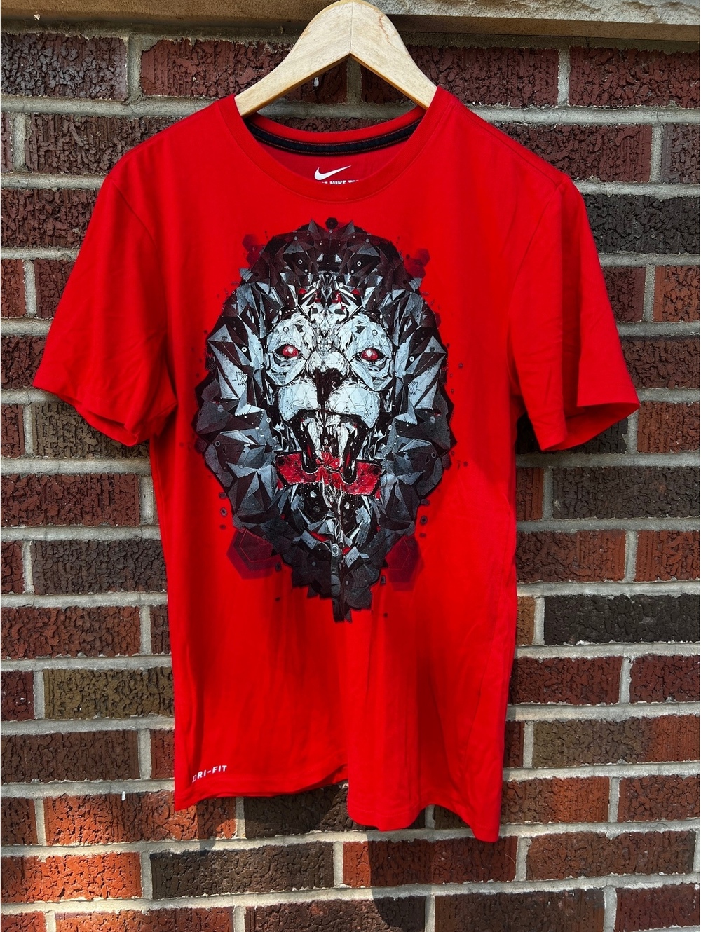 Nike The Nike Tee Red and Black Lion Graphic Short Sleeve Tee Shirt